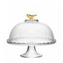 Prato com Pé e Tampa Golden Bird 19cm x 19cm x 19cm Cristal Wolff