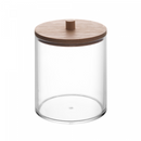 Porta Cotonete de Poliestireno com Tampa de Bambu My Box 7cm x 7cm x 8cm - Lyor