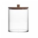 Porta Cotonete de Poliestireno com Tampa de Bambu My Box 7cm x 7cm x 8cm - Lyor